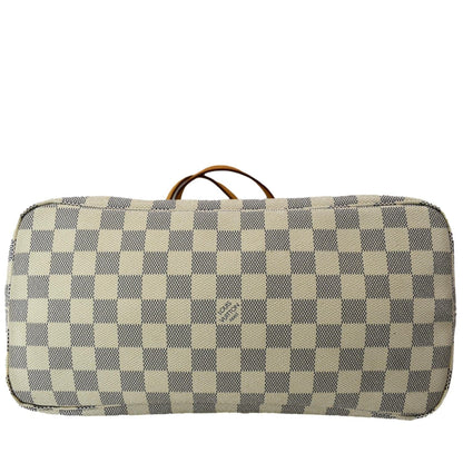 LOUIS VUITTON Neverfull MM Damier Azur Shoulder Bag White