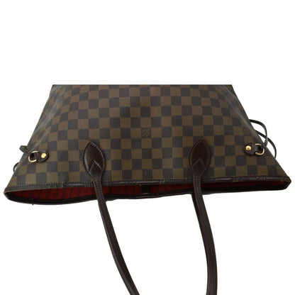 LOUIS VUITTON Neverfull MM Damier Ebene Shoulder Tote Bag Brown