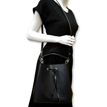 LOUIS VUITTON NeoNoe MM Epi Leatehr Shoulder Bag Black