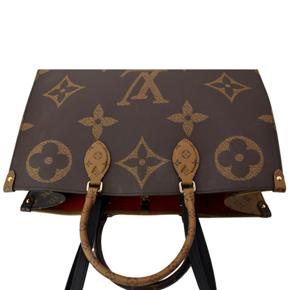 LOUIS VUITTON Onthego GM Giant Monogram Canvas Tote Shoulder Bag Brown