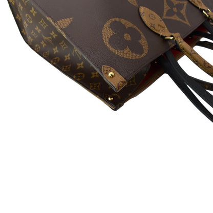 LOUIS VUITTON Onthego GM Giant Monogram Canvas Tote Shoulder Bag Brown