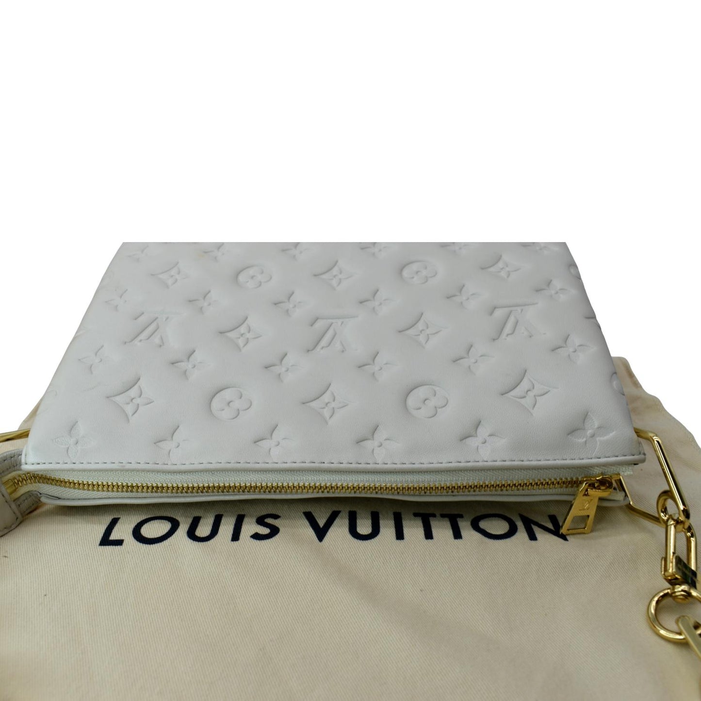 LOUIS VUITTON Coussin PM Monogram Embossed Shoulder Bag Cream