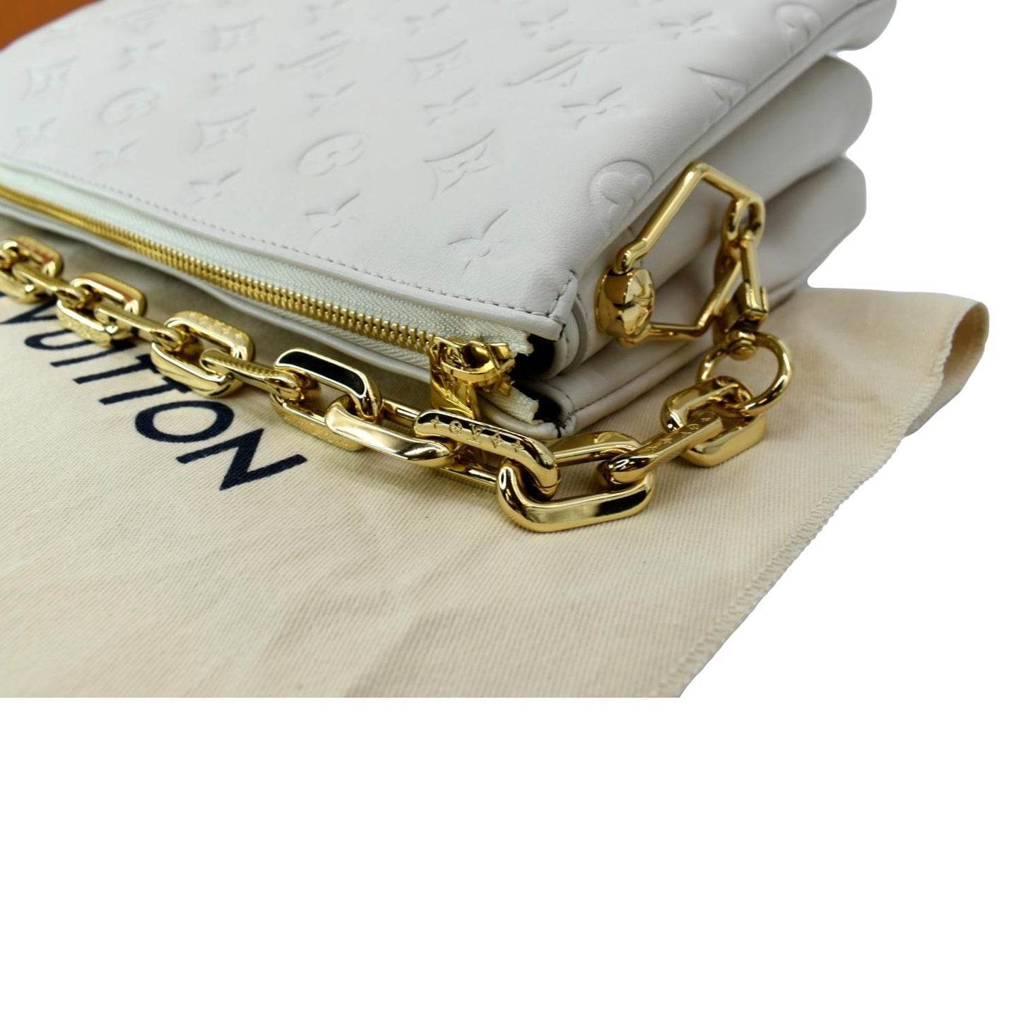LOUIS VUITTON Coussin PM Monogram Embossed Shoulder Bag Cream
