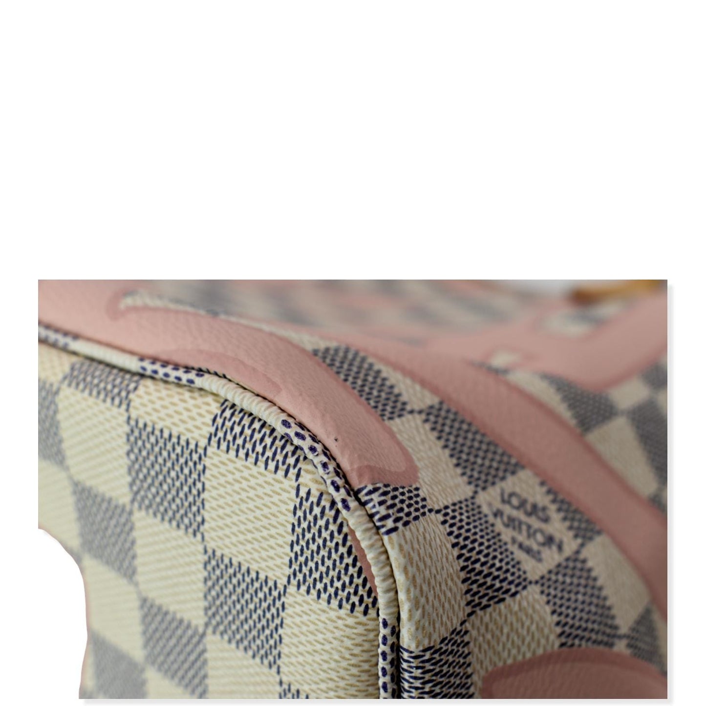 LOUIS VUITTON Neverfull MM Tahitienne Damier Azur Shoulder Bag Pink