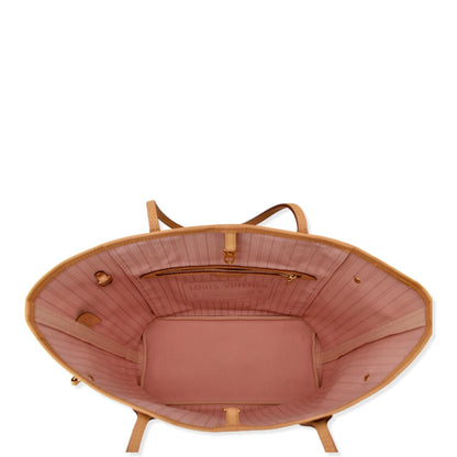 LOUIS VUITTON Neverfull MM Tahitienne Damier Azur Shoulder Bag Pink