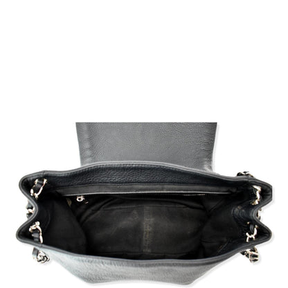 CHANEL CC Chain Around Flap Pebbled Calfskin Shoulder Bag Black