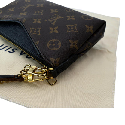 LOUIS VUITTON Pallas Monogram Canvas Clutch Crossbody Bag Brown