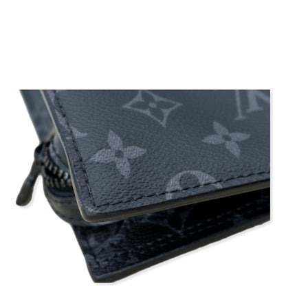 LOUIS VUITTON Sac Plat Horizontal Zippe Monogram Eclipse Shoulder Bag Black