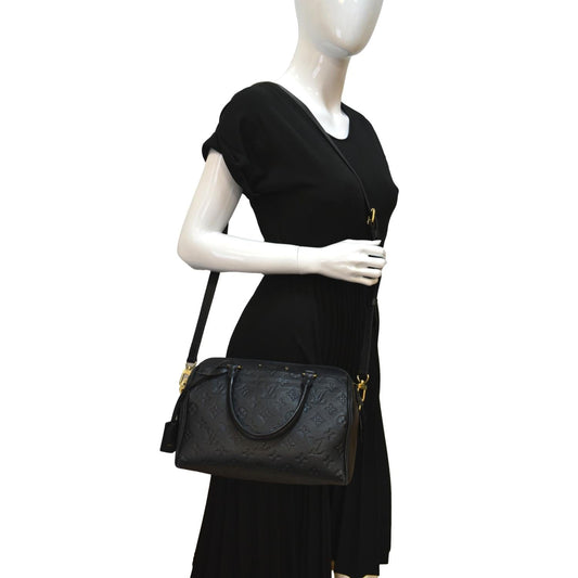 LOUIS VUITTON Speedy Bandouliere 25 Empreinte Leather  Shoulder Bag Black