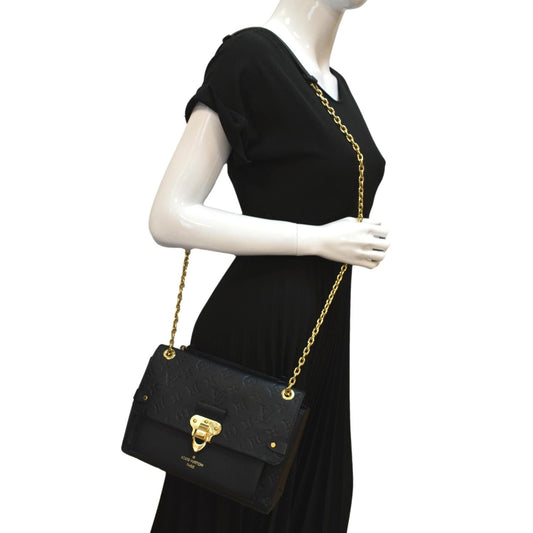 LOUIS VUITTON Vavin PM Monogram Empreinte Leather Shoulder Bag Black