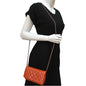 CHANEL WOC Patent Leather Wallet On Chain Clutch Bag Orange