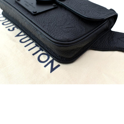 LOUIS VUITTON S-Lock Sling Monogram Leather Shoulder Bag Black