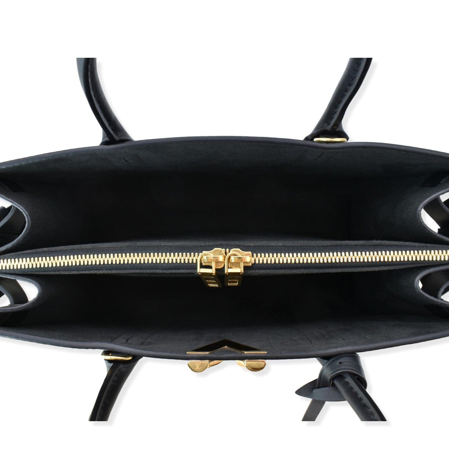 LOUIS VUITTON Very Tote MM Monogram Cuir Plume Shoulder Bag Noir Black