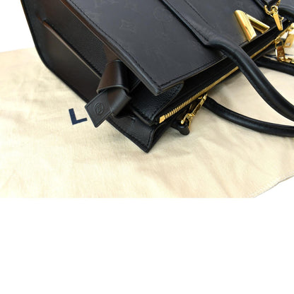 LOUIS VUITTON Very Tote MM Monogram Cuir Plume Shoulder Bag Noir Black