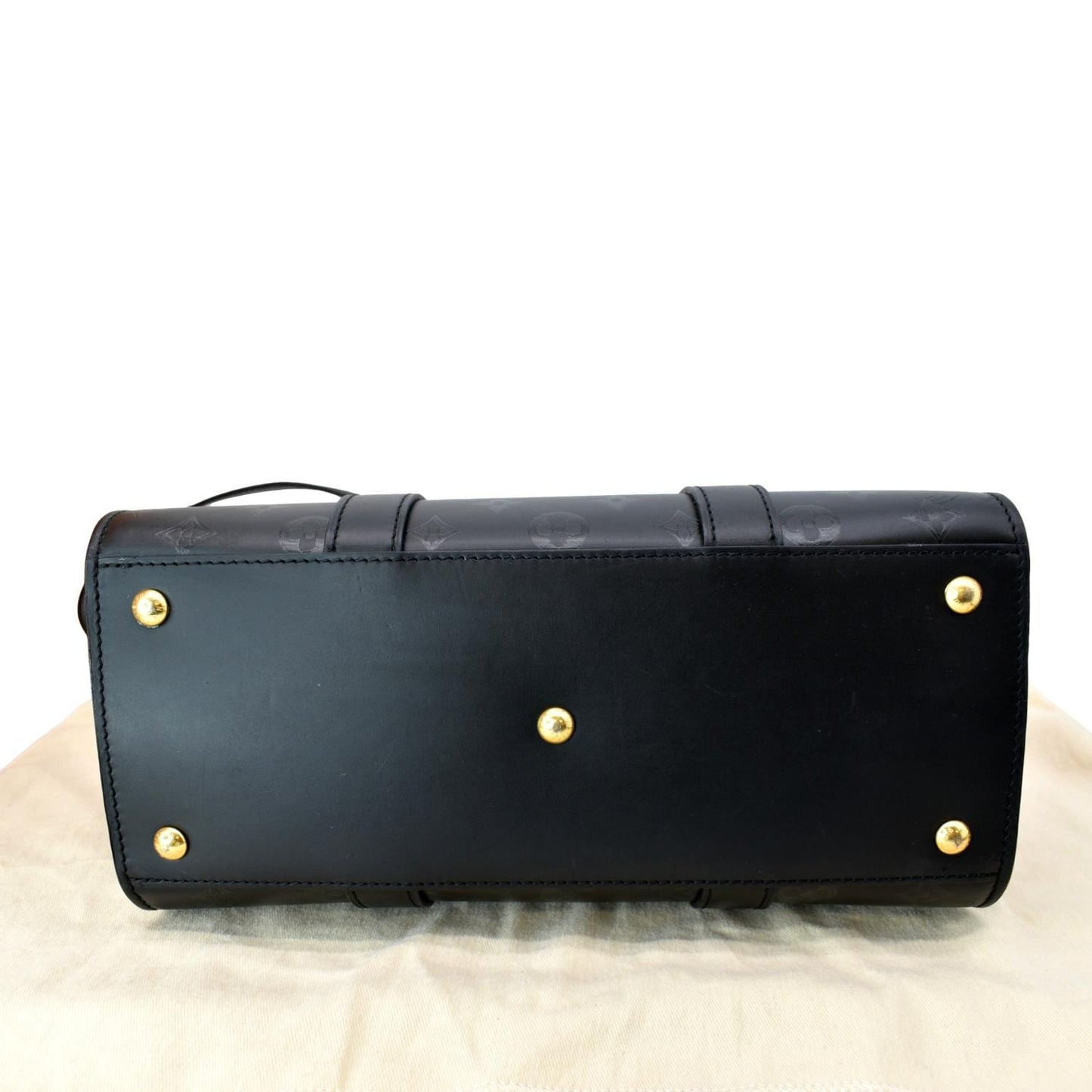 LOUIS VUITTON Very Tote MM Monogram Cuir Plume Shoulder Bag Noir Black