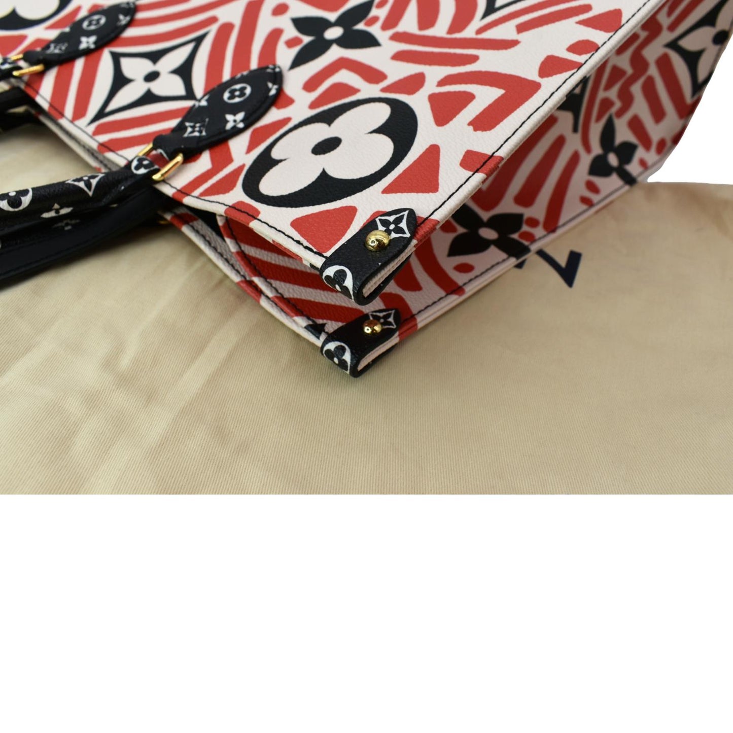 LOUIS VUITTON Onthego GM Crafty Monogram Giant Canvas Shoulder Bag Red