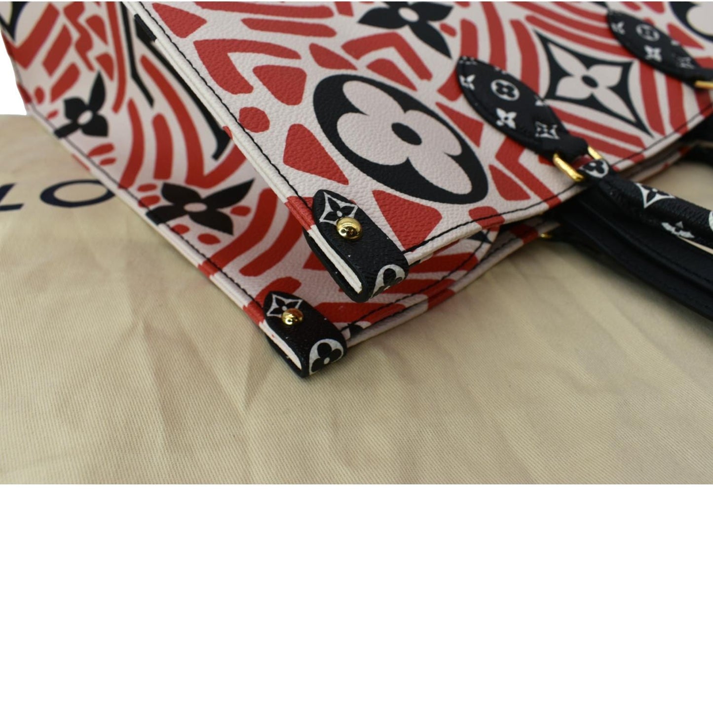 LOUIS VUITTON Onthego GM Crafty Monogram Giant Canvas Shoulder Bag Red