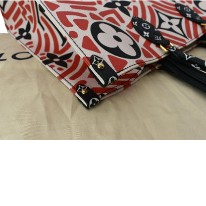 LOUIS VUITTON Onthego GM Crafty Monogram Giant Canvas Shoulder Bag Red