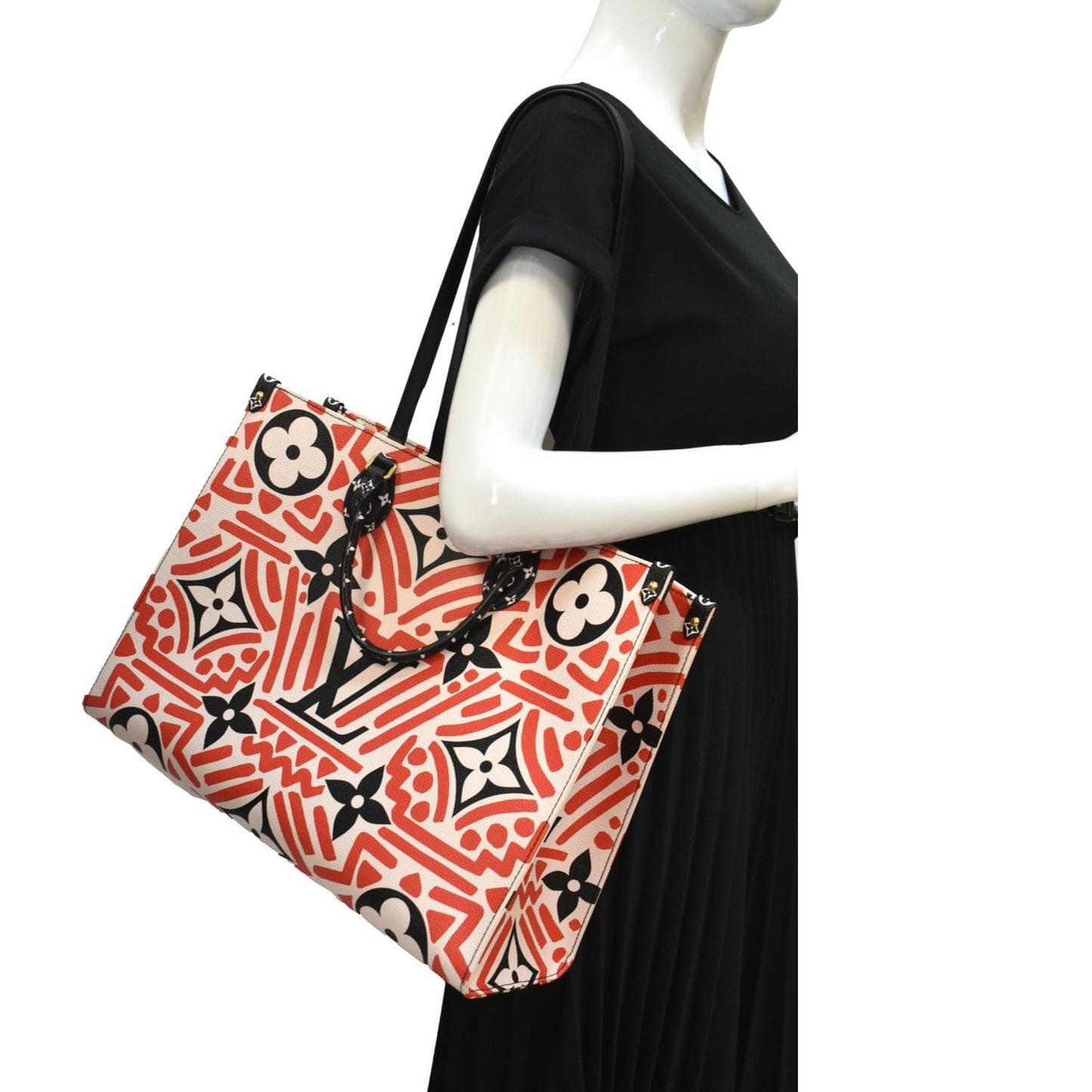 LOUIS VUITTON Onthego GM Crafty Monogram Giant Canvas Shoulder Bag Red