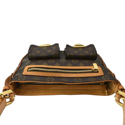 LOUIS VUITTON Hudson GM Monogram Canvas Shoulder Bag Brown