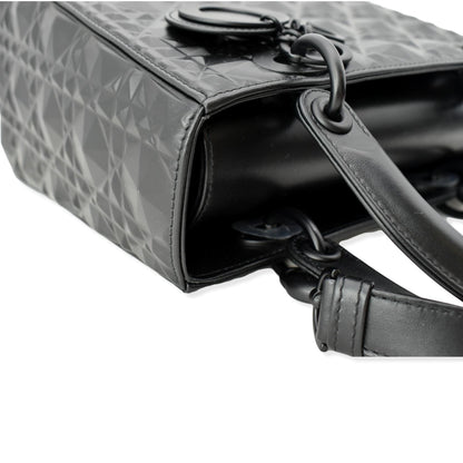 CHRISTIAN DIOR Medium Black Lady Dior Cannage Calfskin Shoulder Bag Black