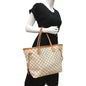 LOUIS VUITTON Neverfull MM Damier Azur Shoulder Bag White