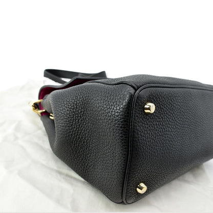 CHRISTIAN DIOR Be Dior Small Leather Flap Shoulder Bag Black