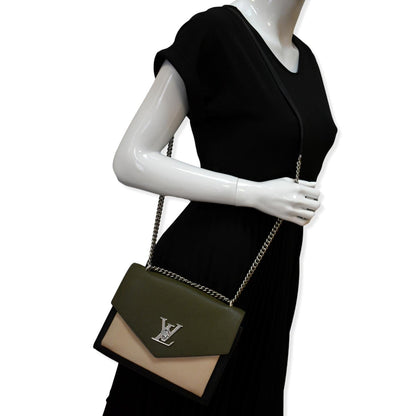 LOUIS VUITTON Mylockme Chain Calf Leather Chain Shoulder Bag Green