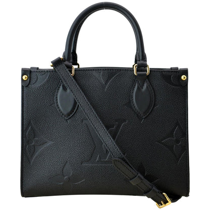 LOUIS VUITTON Onthego PM Monogram Empreinte Tote Shoulder Bag Black