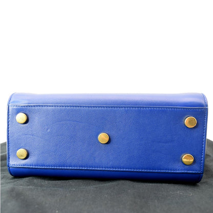 YVES SAINT LAURENT Sac de Jour Leather Shoulder Bag Blue