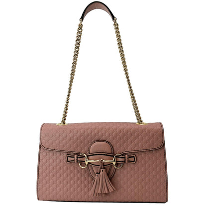 GUCCI Emily Medium GG Guccissima Leather Chain Shoulder Bag Light Pink 449635