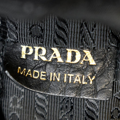 PRADA Tessuto Vitello Daino Nylon Tote Shoulder Bag Black