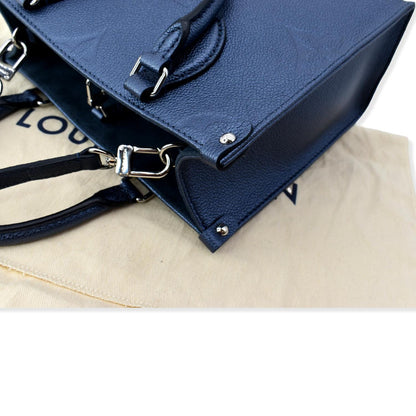LOUIS VUITTON Onthego PM Monogram Empreinte Tote Shoulder Bag Navy Nacre