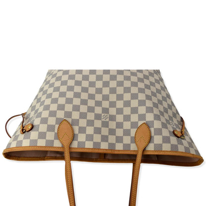 LOUIS VUITTON  Neverfull MM Damier Azur Shoulder Bag White