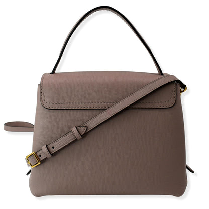 BURBERRY Banner Derby Small House Check Leather Tote Shoulder Bag Dusty Pink