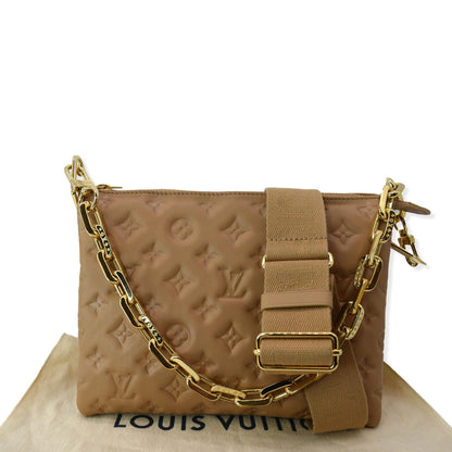 LOUIS VUITTON Coussin PM Monogram Embossed Shoulder Bag Camel