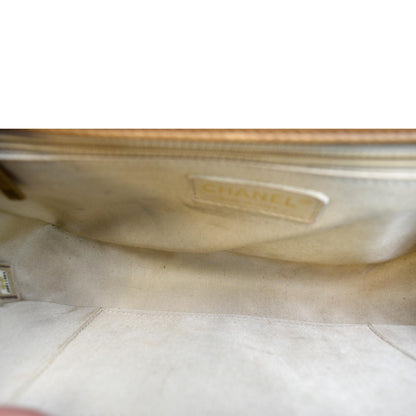CHANEL Medium Boy Flap Leather Shoulder Bag Beige