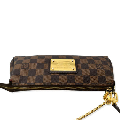LOUIS VUITTON Eva Pochette Damier Ebene Clutch Crossbody Bag Brown
