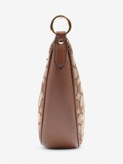 Coach Aria Shoulder Bag Beige  / Brown Canvas