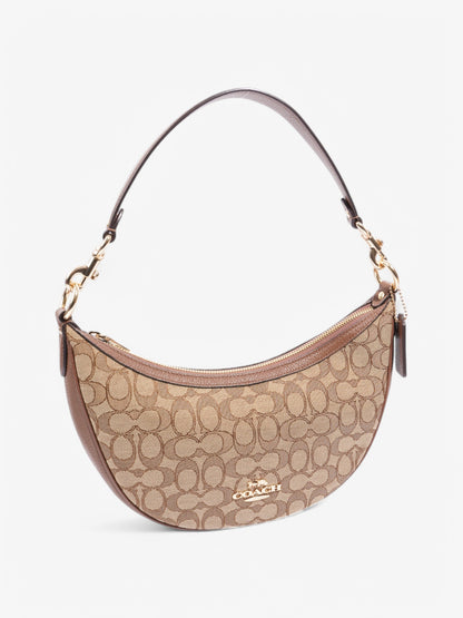Coach Aria Shoulder Bag Beige  / Brown Canvas