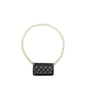 Chanel CC Logo Clutch with Giant Pearl Chain Lambskin Black L