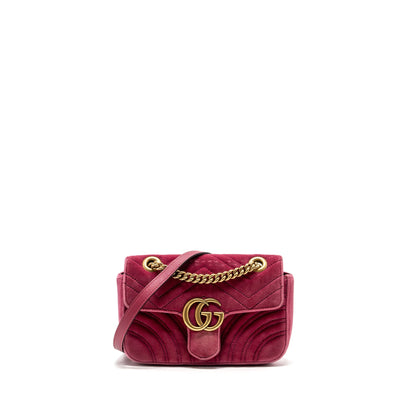 Gucci Mini GG Marmont Shoulder Bag Velvet Pink