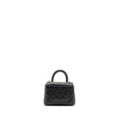 Chanel Coco Handle Clutch with Chain Caviar Black L (Microchip)