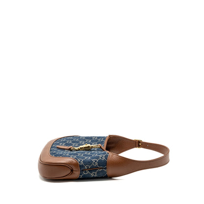 Gucci Jackie 1961 small shoulder bag denim / calfskin blue/ brown