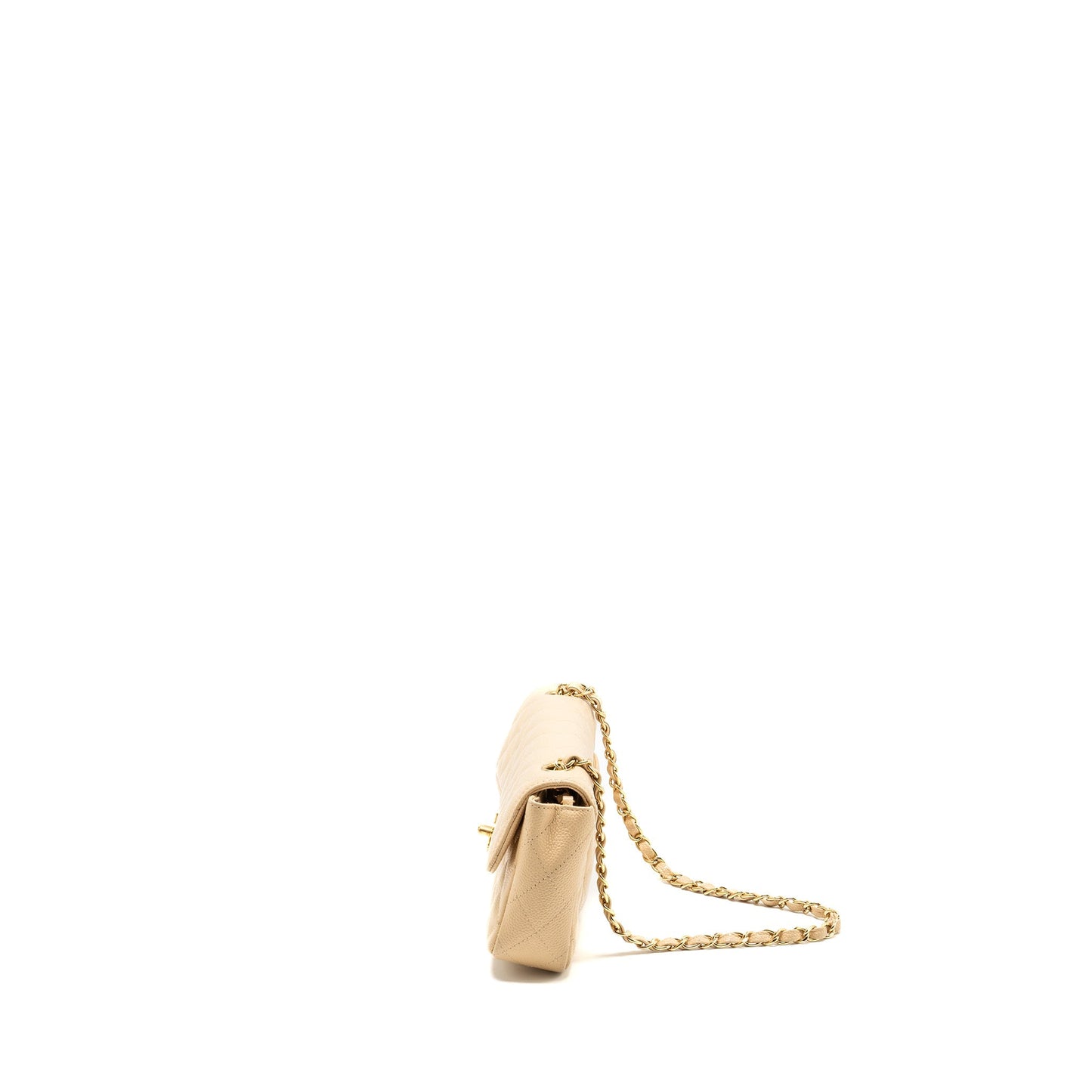 Chanel East-West Flap Shoulder Bag Caviar Beige