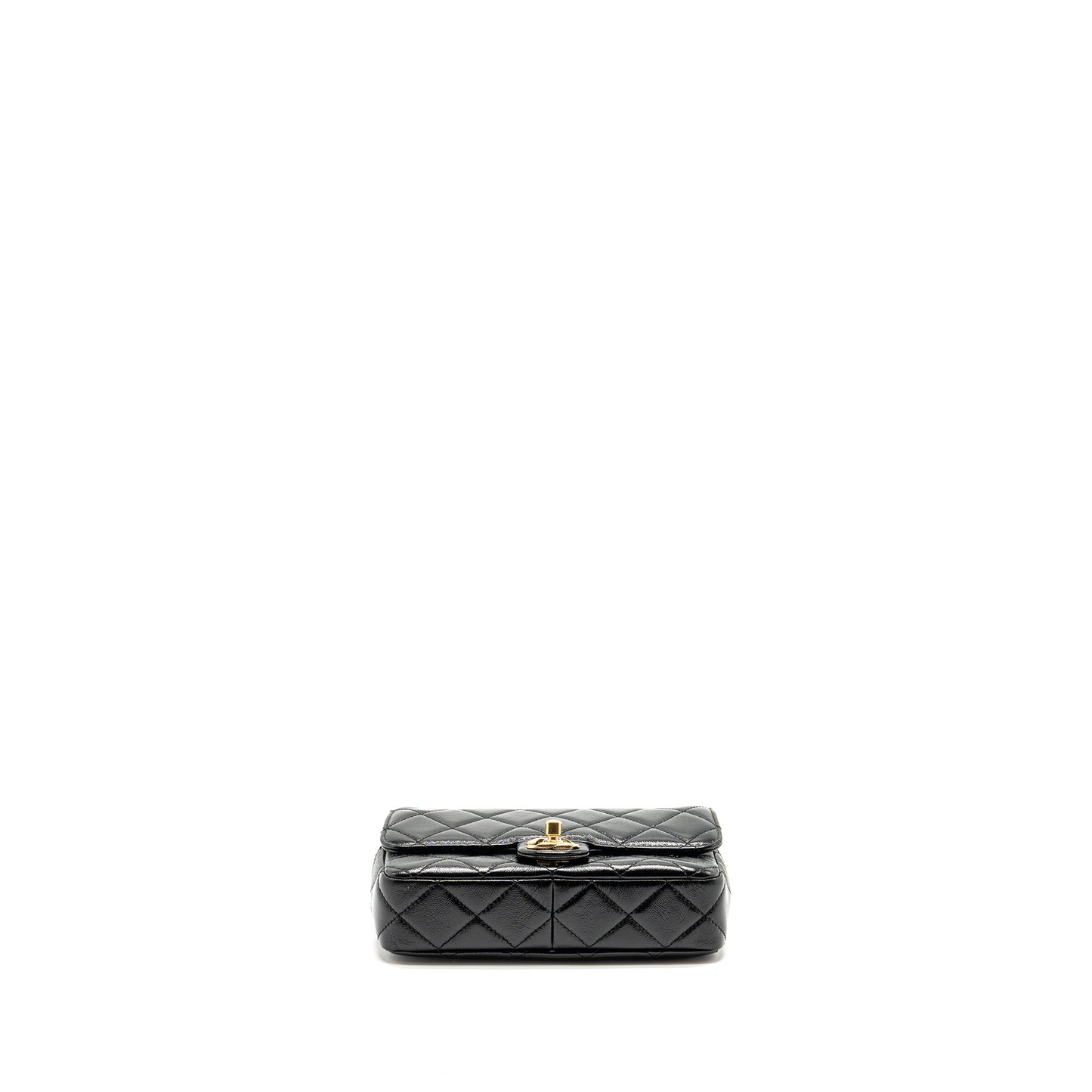 Chanel 24b Giant Chain Flap Shoulder Bag Lambskin Black  (Microchip)