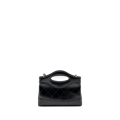 Chanel 24c Mini 31 Clutch With Chain Shiny Calfskin  Black L(Microchip)