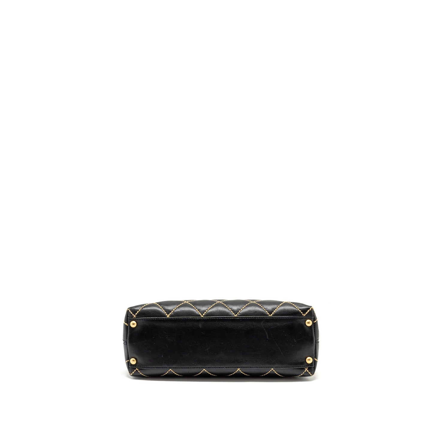 Chanel vintage quilted zip shoulder bag calfskin black
