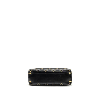 Chanel vintage quilted zip shoulder bag calfskin black