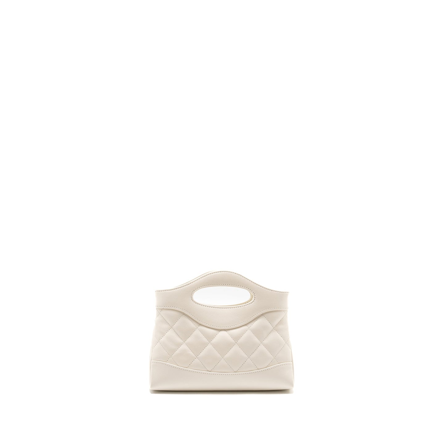 Chanel Mini 31 Clutch with  Chain Shiny Calfskin White L (Microchip)